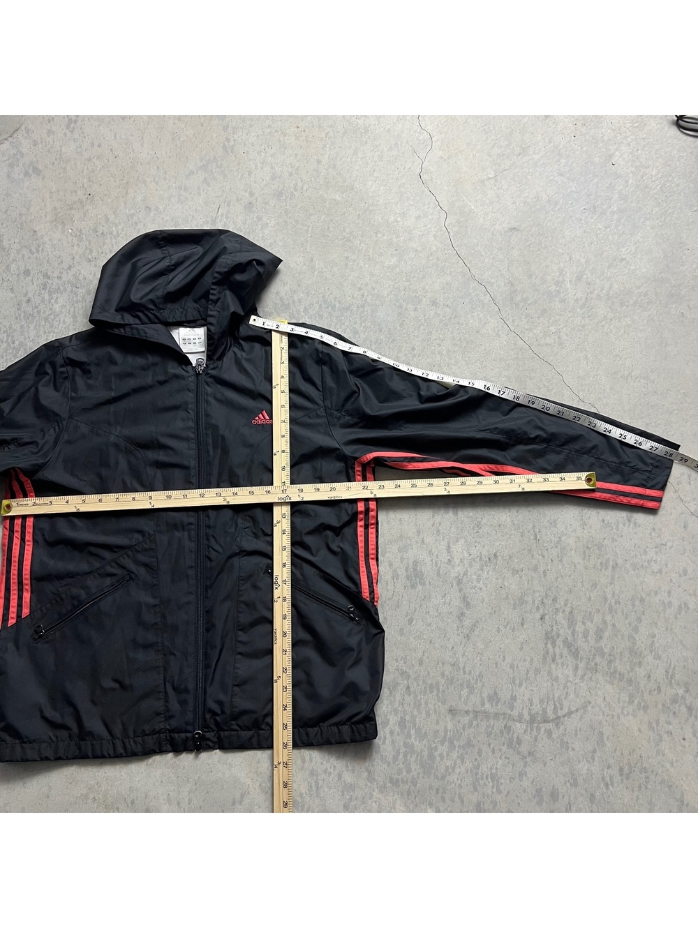 Vintage Y2K Adidas Striped Windbreaker Jacket Men’s Sz. L Hooded Full Zip - Picture 6 of 6